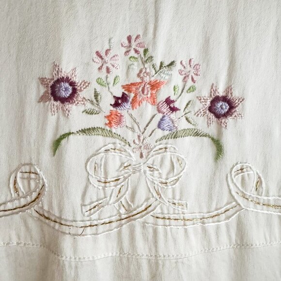 Vintage Baby Angel Silk Floral Embroidered Long Sleeve Blouse S - Picture 7 of 8